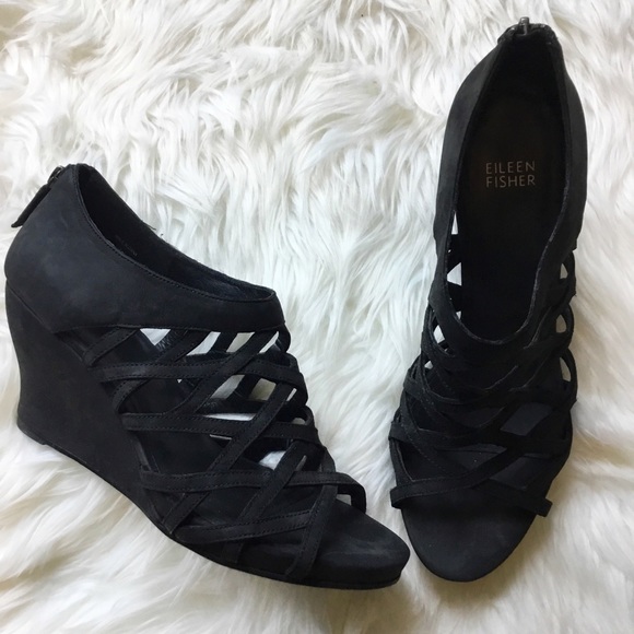 Eileen Fisher Shoes - Strappy Cage Suede Leather Wedge Eileen Fisher